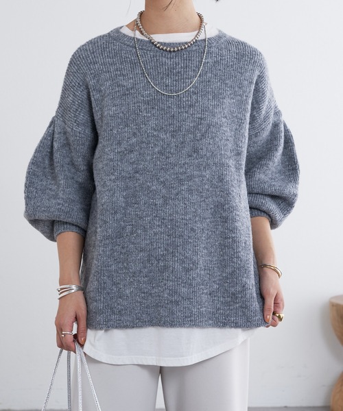 SHENERY（シーナリー）の「袖タックニット（ニット/セーター・レディース・オフホワイト/グレー・FREE）」の22枚目の写真