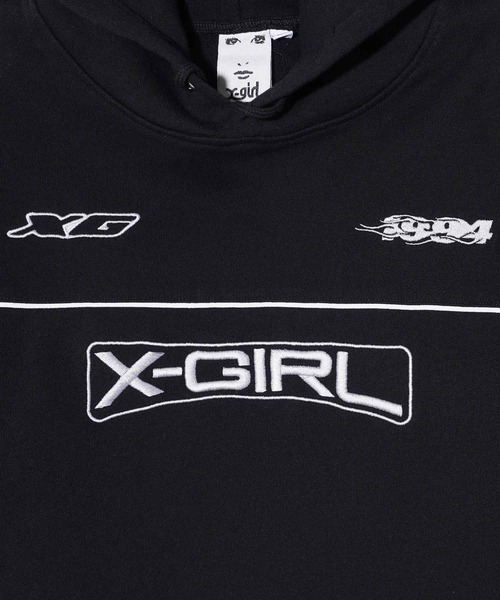 X-girl(エックスガール)の「CONTRAST PIPING CROPPED HOODIE(パーカー・レディース・ブラック/オレンジ/ホワイト・M/S)」の7枚目の写真