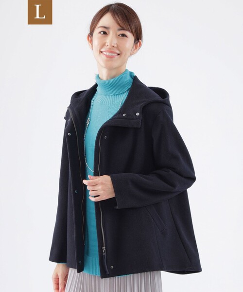 【セール】【L】ショートビーバーフーデットコート（その他アウター）｜TRANS WORK（トランスワーク）