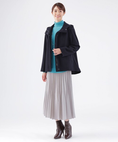 TRANS WORK(トランスワーク)の「【L】ショートビーバーフーデッドコート(その他アウター・レディース・ベージュ/ネイビー・46/44)」の3枚目の写真