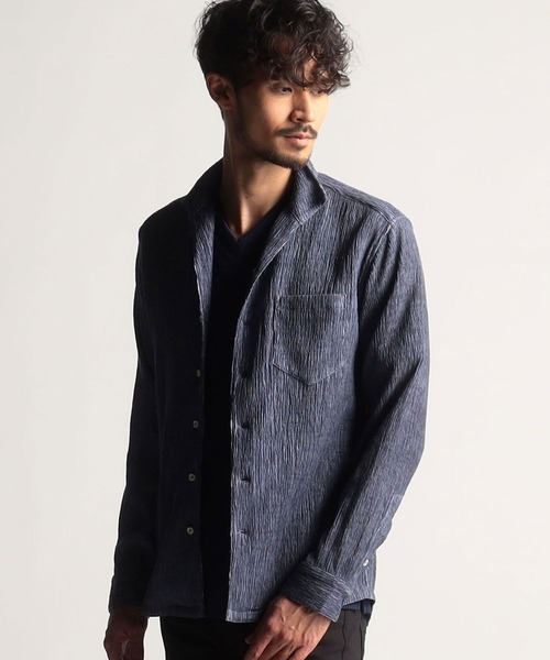 NICOLE CLUB FOR MEN(ニコルクラブフォーメン)の「カラークレープスタンドカラーシャツ(シャツ/ブラウス・メンズ・ネイビー/ライトグレー/チャコール/レッド・LARGE/MEDIUM/X-LARGE)」の3枚目の写真