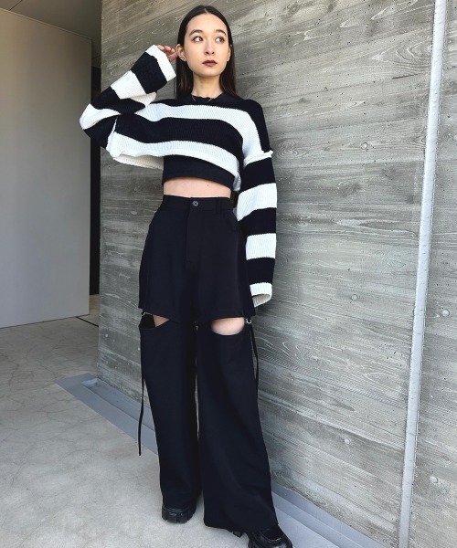 SEN TOKYO(セントーキョー)の「肌見せでこなれ感。サイドスリットスラックス(スラックス・レディース・ブラック/アイボリー/チャコール・FREE)」の6枚目の写真