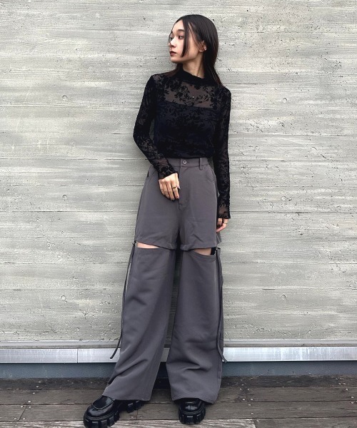 SEN TOKYO(セントーキョー)の「肌見せでこなれ感。サイドスリットスラックス(スラックス・レディース・ブラック/アイボリー/チャコール・FREE)」の5枚目の写真