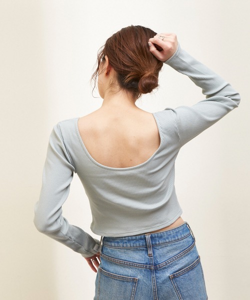 GUNZE（グンゼ）の「【shay／シェイ】(カップ付)バックオープントップス（Tシャツ/カットソー・レディース・ブラック/グリーン/アイボリー・ONE SIZE）」の22枚目の写真