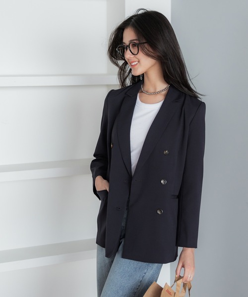 coca(coca)(コカ)の「セットアップ対応テーラードジャケット(テーラードジャケット・レディース・ネイビー/ブラック・M/L)」の3枚目の写真