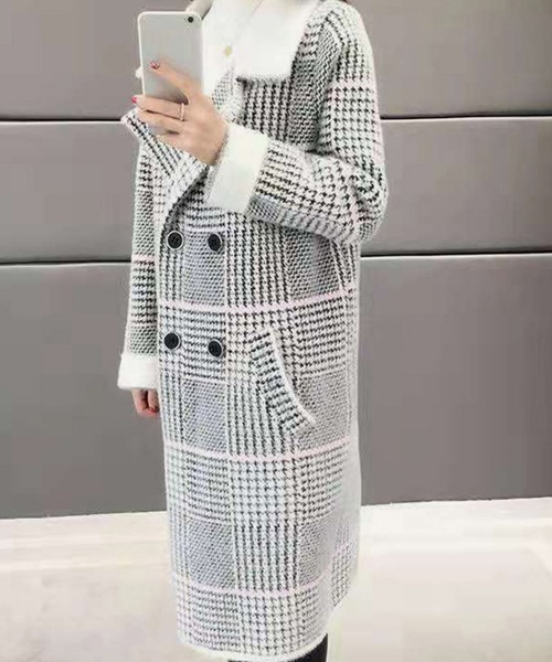 Miniministore（ミニミニストア）の「グレンチェック チェスターコート 韓国（チェスターコート・レディース・ベージュ/ブルー/ホワイト・FREE）」の10枚目の写真