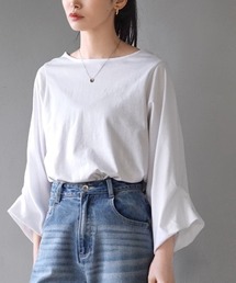 【腕まくりしたような[こなれ感]をキープ】 スタイルアップ デザインスリーブ カットソー［七分袖］