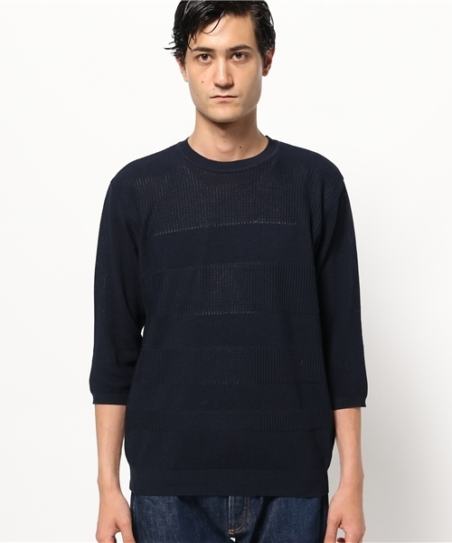 ivory court(アイボリーコート)の「セイシェルボーダークルーネック ニット◆(ニット/セーター・メンズ・ネイビー/グレー/ブルー・40/38)」の9枚目の写真