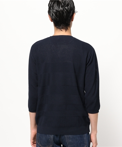 ivory court(アイボリーコート)の「セイシェルボーダークルーネック ニット◆(ニット/セーター・メンズ・ネイビー/グレー/ブルー・40/38)」の4枚目の写真