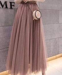 SEU | Aラインロングチュールスカート ハイウエスト ゆったり オールシーズン(スカート)