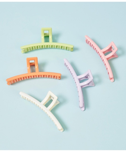 anap mimpi（アナップミンピ）の「カラー スクエア ビッグ バンスクリップ ヘアクリップ（バレッタ/ヘアクリップ・レディース・ラベンダー/オレンジ/ライトピンク/イエロー×グリーン/オフホワイト・FREE）」の7枚目の写真