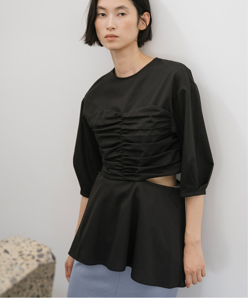 EMMA LIMBER（エマリンバー）の「Bustier Docking Blouse（テーラードジャケット・レディース・ブルー/オフホワイト/ブラック・FREE）」の2枚目の写真