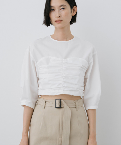 EMMA LIMBER（エマリンバー）の「Bustier Docking Blouse（テーラードジャケット・レディース・ブルー/オフホワイト/ブラック・FREE）」の4枚目の写真