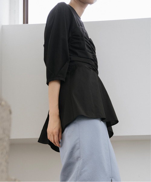 EMMA LIMBER（エマリンバー）の「Bustier Docking Blouse（テーラードジャケット・レディース・ブルー/オフホワイト/ブラック・FREE）」の11枚目の写真