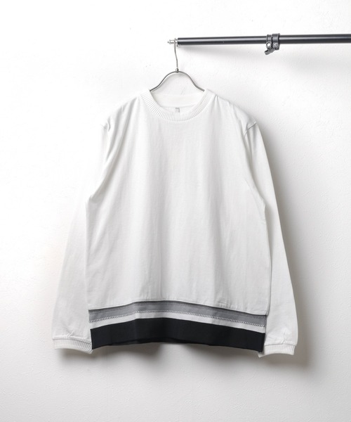 B.I.D.(ビーアイディー)の「《ミドルウェイト 裾リブクルーネックロングスリーブカットソー(Tシャツ/カットソー・レディース・ブラック/ホワイト系その他/ホワイト系その他2・MEDIUM/LARGE)」の2枚目の写真