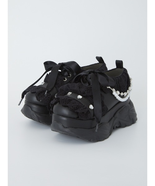 Ank Rouge（アンクルージュ）の「フリルスニーカー（スニーカー・レディース・ブラック/ブルー/ホワイト・M/L）」の2枚目の写真