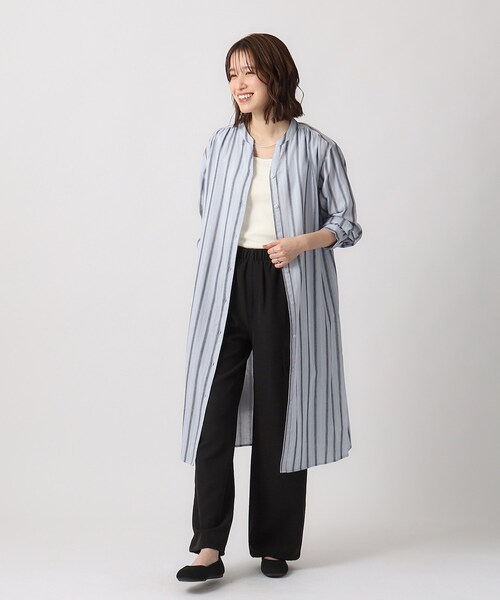 SHOO・LA・RUE(シューラルー)の「◆【洗える】軽やかで柔らかいダブルガーゼ前あきワンピース(ワンピース・レディース・ブルー系2/ホワイト系3/ナチュラル/ネイビー・04/03/02)」の18枚目の写真