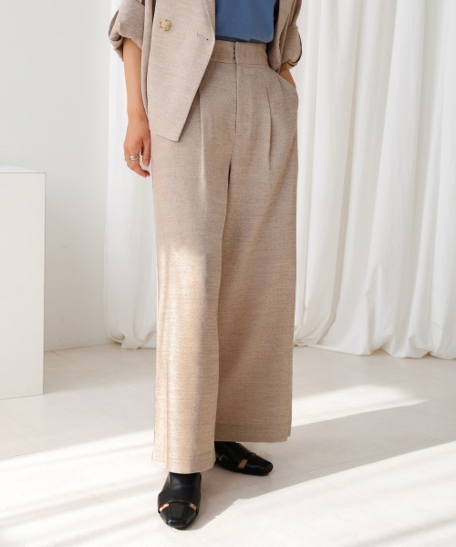 Bou Jeloud(ブージュルード)の「リネンライクパイピングパンツ(その他パンツ・レディース・ダークブラウン/ベージュ・38)」の1枚目の写真
