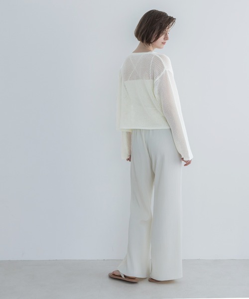 coca（coca）（コカ）の「クロップド丈メッシュニット（ニット/セーター・レディース・ブラック/アイボリー・M/L）」の5枚目の写真
