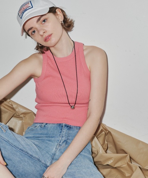 Auntie Rosa Holiday（アンティローザホリデー）の「カップ付きアメスリタンク（タンクトップ・レディース・ピンク/オフホワイト/ブラック・FREE）」の5枚目の写真