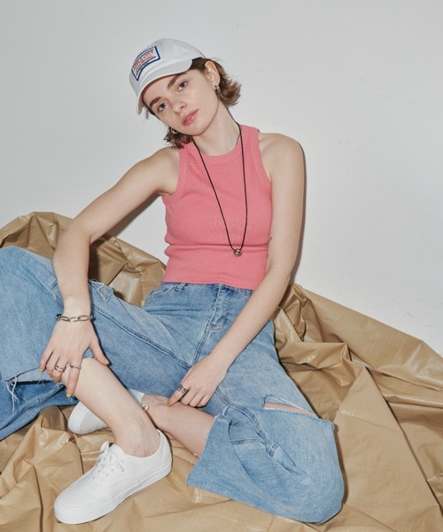 Auntie Rosa Holiday（アンティローザホリデー）の「カップ付きアメスリタンク（タンクトップ・レディース・ピンク/オフホワイト/ブラック・FREE）」の7枚目の写真