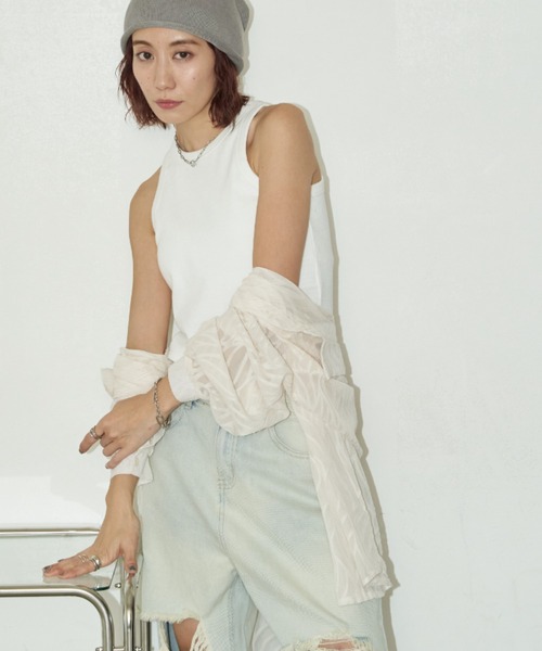 Auntie Rosa Holiday（アンティローザホリデー）の「カップ付きアメスリタンク（タンクトップ・レディース・ピンク/オフホワイト/ブラック・FREE）」の12枚目の写真