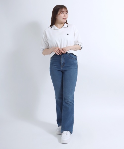 BEVERLY HILLS POLO CLUB（ビバリーヒルズポロクラブ）の「BEVERLY HILLS POLO CLUB ブランドロゴワンポイント刺繍 鹿の子ポロシャツ レディース（ポロシャツ・レディース・ブラック/オフホワイト・M）」の16枚目の写真