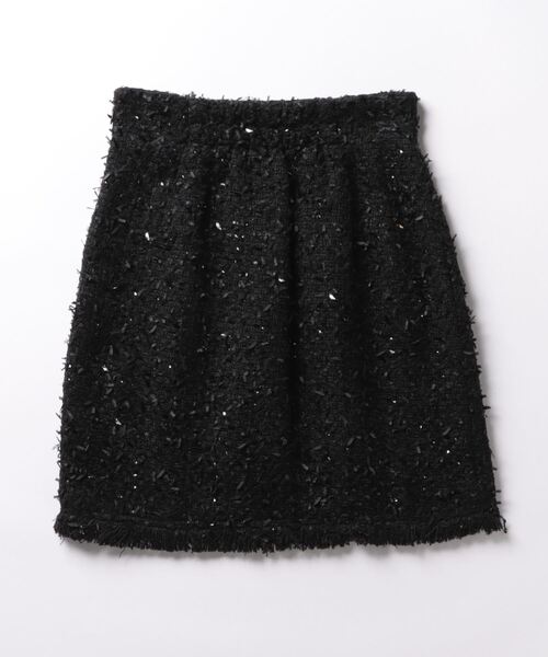 SWINGLE（スウィングル）の「リボンツイードハイウエストミニスカート（スカート・レディース・アイボリー/ブラック・SMALL/MEDIUM）」の4枚目の写真