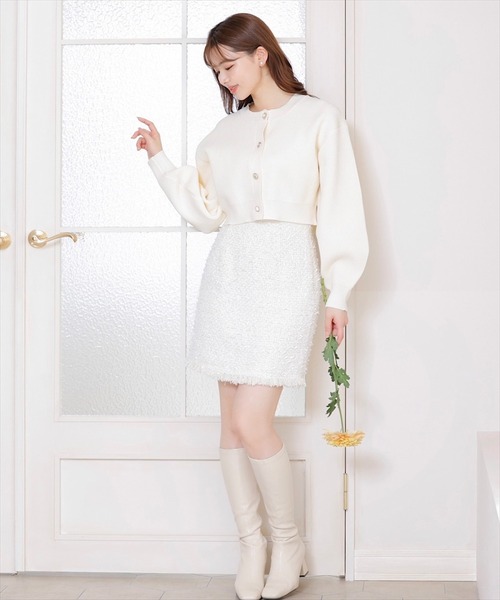 SWINGLE（スウィングル）の「リボンツイードハイウエストミニスカート（スカート・レディース・アイボリー/ブラック・SMALL/MEDIUM）」の13枚目の写真