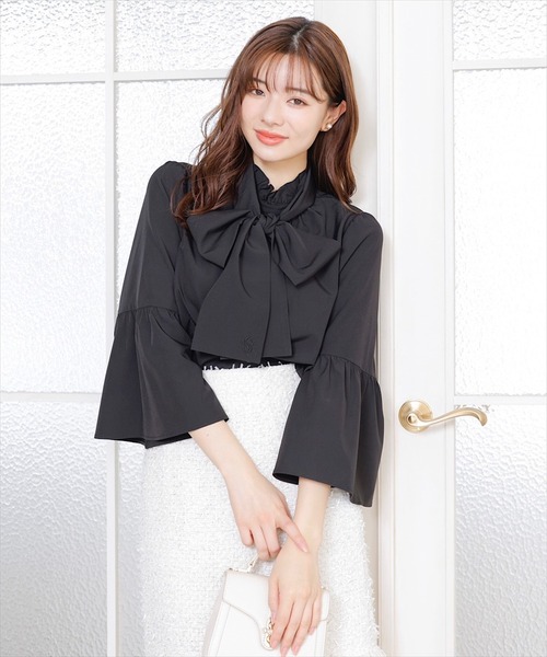 SWINGLE（スウィングル）の「リボンツイードハイウエストミニスカート（スカート・レディース・アイボリー/ブラック・SMALL/MEDIUM）」の7枚目の写真