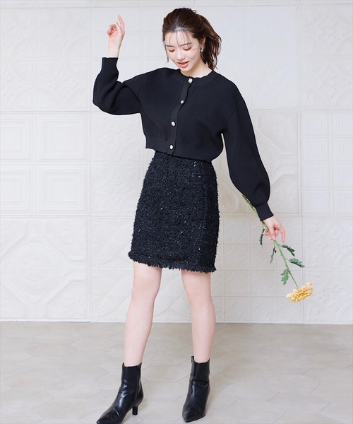 SWINGLE（スウィングル）の「リボンツイードハイウエストミニスカート（スカート・レディース・アイボリー/ブラック・SMALL/MEDIUM）」の18枚目の写真