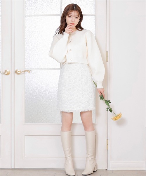 SWINGLE（スウィングル）の「リボンツイードハイウエストミニスカート（スカート・レディース・アイボリー/ブラック・SMALL/MEDIUM）」の14枚目の写真