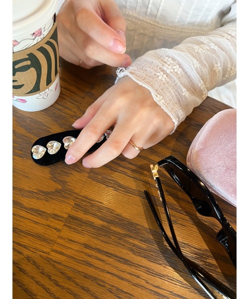 JUMELLE（ジュメロ）の「【ぱっちんピン】velours stone pin（ヘアピン・レディース・ブラック・FREE）」の7枚目の写真