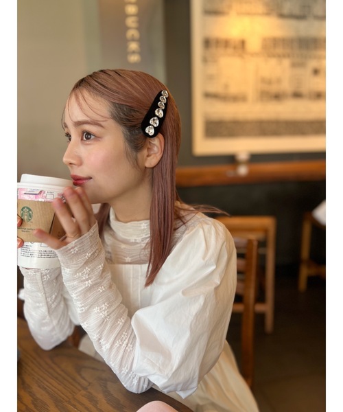 JUMELLE（ジュメロ）の「【ぱっちんピン】velours stone pin（ヘアピン・レディース・ブラック・FREE）」の10枚目の写真