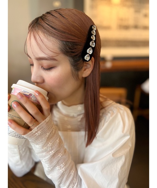 JUMELLE（ジュメロ）の「【ぱっちんピン】velours stone pin（ヘアピン・レディース・ブラック・FREE）」の13枚目の写真