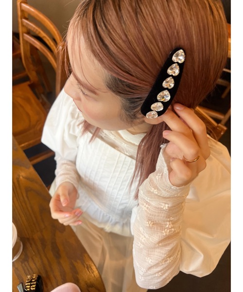 JUMELLE（ジュメロ）の「【ぱっちんピン】velours stone pin（ヘアピン・レディース・ブラック・FREE）」の18枚目の写真