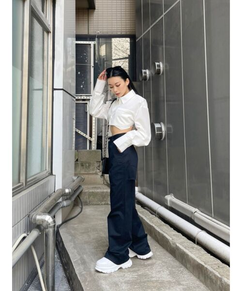 EVRIS（エヴリス）の「【ZOZO】ポケットショートシャツ（シャツ/ブラウス・レディース・ホワイト/ブルー/その他1・FREE）」の8枚目の写真