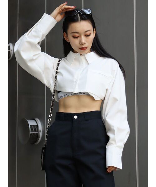 EVRIS（エヴリス）の「【ZOZO】ポケットショートシャツ（シャツ/ブラウス・レディース・ホワイト/ブルー/その他1・FREE）」の6枚目の写真