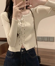 Miniministore | ニットトップス フロントレースアップ秋服(ニット/セーター)
