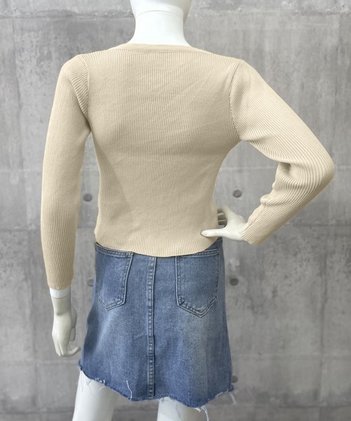 セール】ニットトップス フロントレースアップ秋服（ニット
