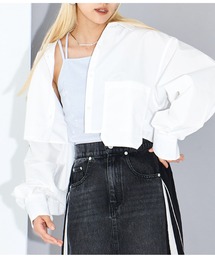 Settimissimo | アシンメトリーポケット ブロード ショートシャツ クロップド丈(シャツ/ブラウス)