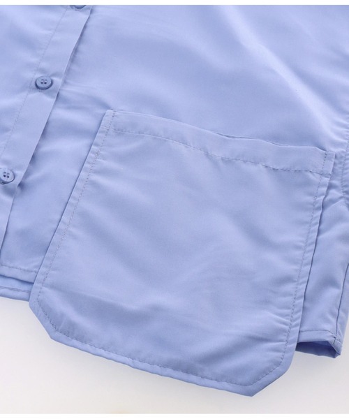 Settimissimo（セッティミッシモ）の「アシンメトリーポケット ブロード ショートシャツ クロップド丈（シャツ/ブラウス・レディース・オフホワイト/ブルー・FREE）」の17枚目の写真