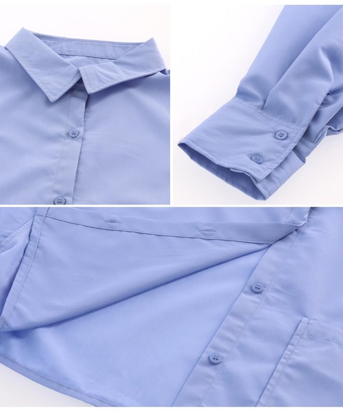 Settimissimo（セッティミッシモ）の「アシンメトリーポケット ブロード ショートシャツ クロップド丈（シャツ/ブラウス・レディース・オフホワイト/ブルー・FREE）」の18枚目の写真