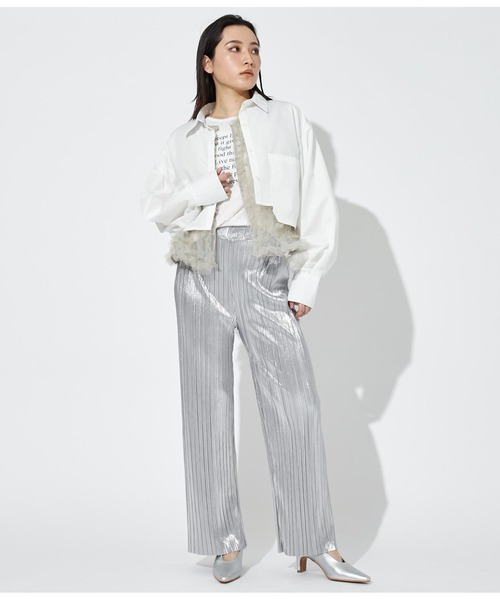 Settimissimo（セッティミッシモ）の「アシンメトリーポケット ブロード ショートシャツ クロップド丈（シャツ/ブラウス・レディース・オフホワイト/ブルー・FREE）」の7枚目の写真