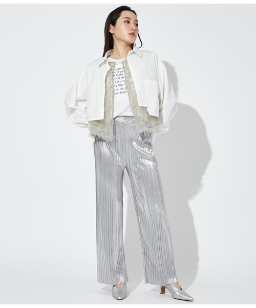 Settimissimo（セッティミッシモ）の「アシンメトリーポケット ブロード ショートシャツ クロップド丈（シャツ/ブラウス・レディース・オフホワイト/ブルー・FREE）」の6枚目の写真