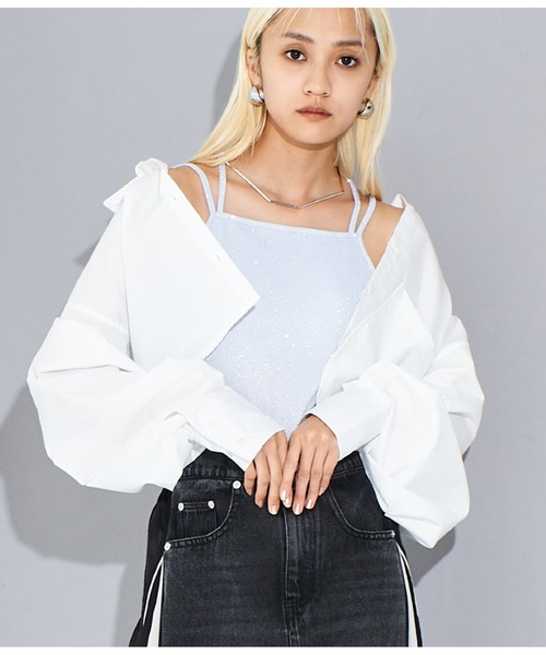 Settimissimo（セッティミッシモ）の「アシンメトリーポケット ブロード ショートシャツ クロップド丈（シャツ/ブラウス・レディース・オフホワイト/ブルー・FREE）」の20枚目の写真