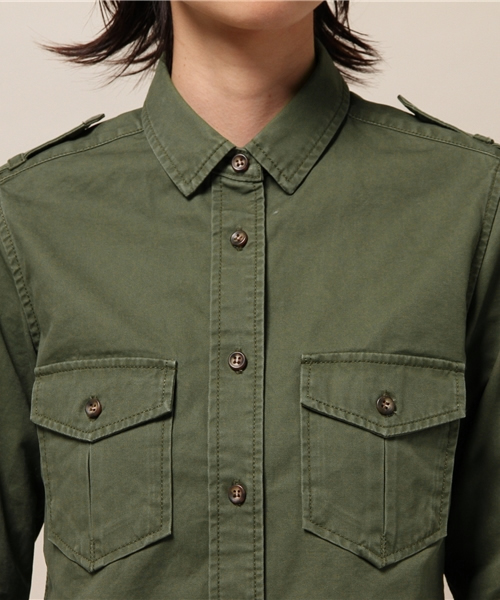 ELFORBR（エルフォーブル）の「コットンツイルミリタリーシャツ（シャツ/ブラウス・レディース・カーキ・38）」の8枚目の写真