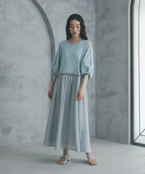 ABITOKYO｜異素材ドット柄ドッキングカットワンピース | Rakuten