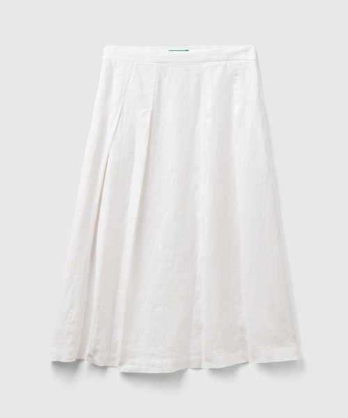 BENETTON (UNITED COLORS OF BENETTON)(ベネトンユナイテッドカラーズオブベネトン)の「リネン100%ミディ丈フレアスカート(スカート・レディース・ブラック/カーキ/ライトベージュ/ホワイト/ベージュ/イエロー・44/40/38/42/36)」の10枚目の写真