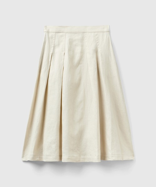 BENETTON (UNITED COLORS OF BENETTON)(ベネトンユナイテッドカラーズオブベネトン)の「リネン100%ミディ丈フレアスカート(スカート・レディース・ブラック/カーキ/ライトベージュ/ホワイト/ベージュ/イエロー・44/40/38/42/36)」の19枚目の写真